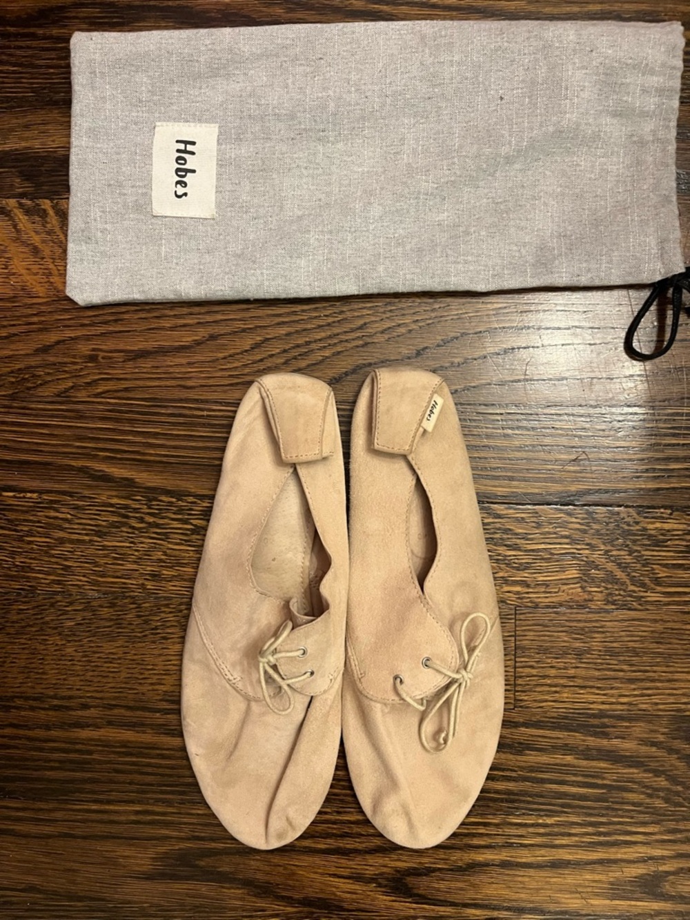 Hobes Women's Suede Ballet Flats in Light Beige